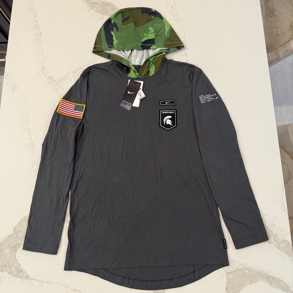 Nike Other - Nike NWT Michigan State Spartans Military Long Sleeve Hooded T-Shirt Mens Small